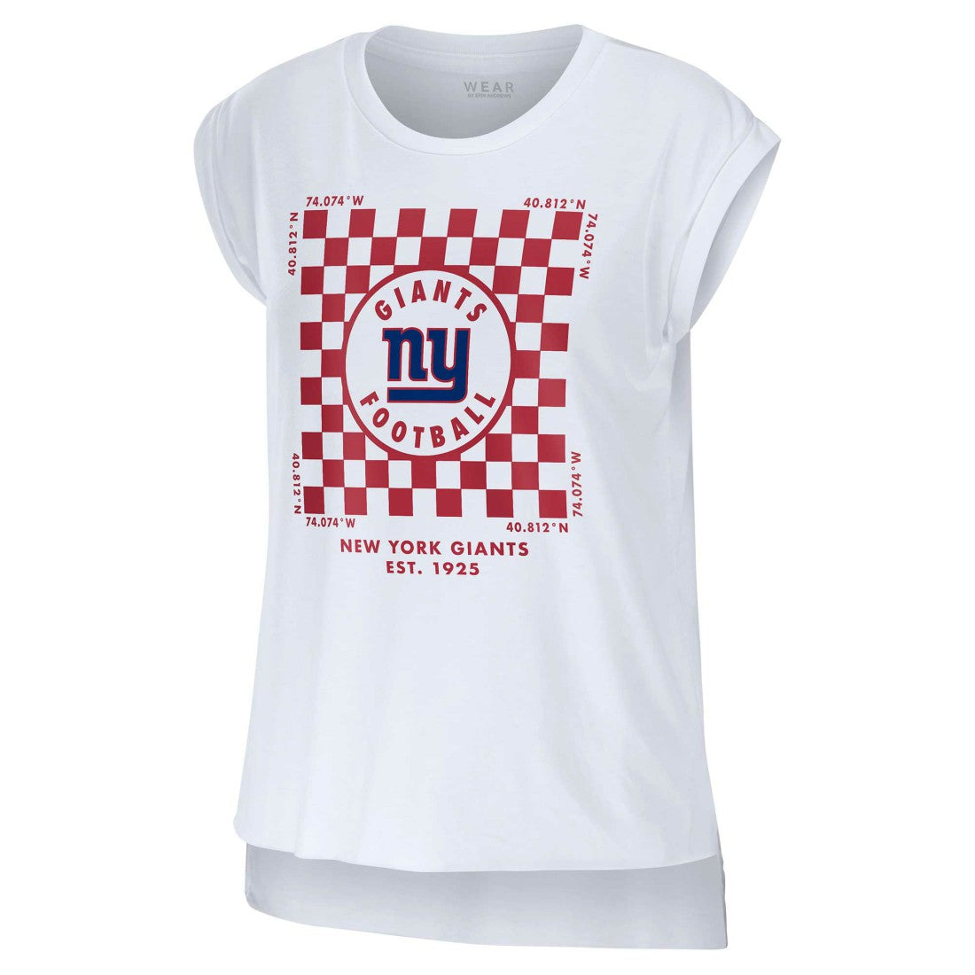 New York Giants WEAR by Erin Andrews Women's Checker Muscle Tank Top White - NFL
