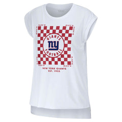 New York Giants WEAR by Erin Andrews Women's Checker Muscle Tank Top White - NFL