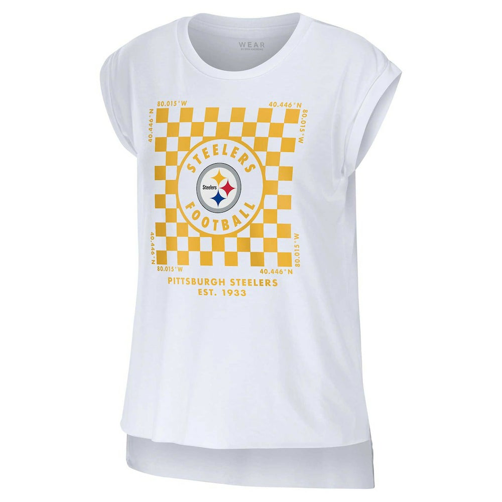 Pittsburgh Steelers WEAR by Erin Andrews Women's Checker Muscle Tank Top White - NFL