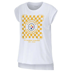 Pittsburgh Steelers WEAR by Erin Andrews Women's Checker Muscle Tank Top White - NFL