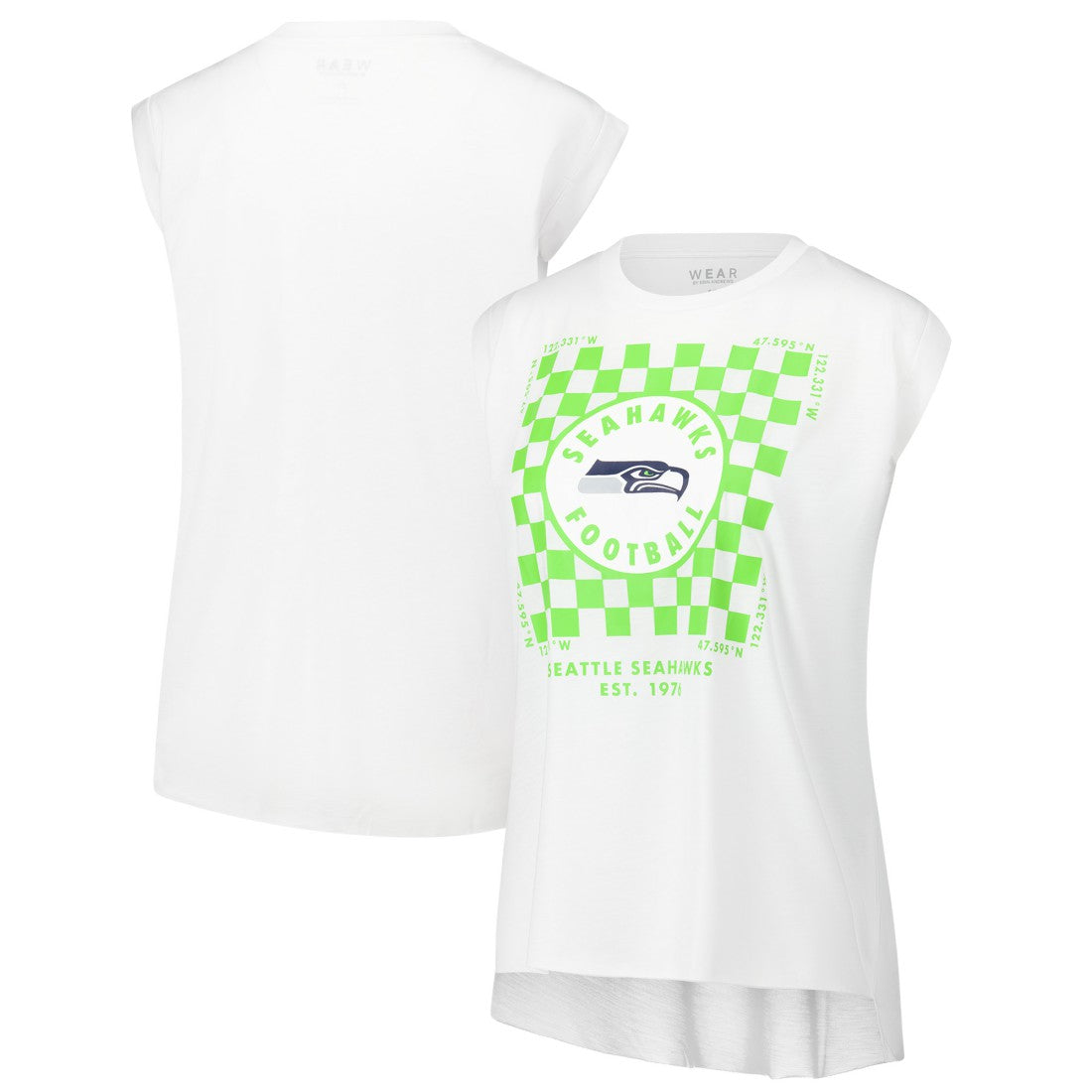 Seattle Seahawks WEAR by Erin Andrews Women's Checker Muscle Tank Top White - NFL