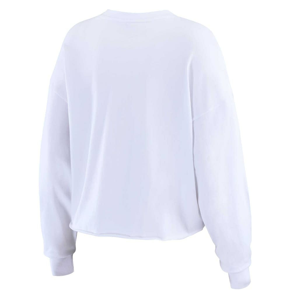 Los Angeles Chargers WEAR by Erin Andrews Women's Postcard Cropped Long Sleeve Top White - NFL