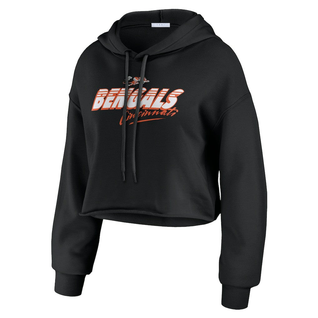 Cincinnati Bengals WEAR by Erin Andrews Women's Prime Cropped Pullover Hoodie Black - NFL
