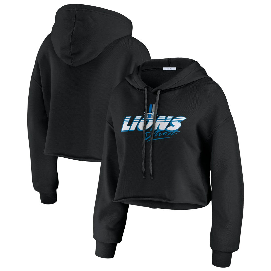 Detroit Lions WEAR by Erin Andrews Women's Prime Cropped Pullover Hoodie Black - NFL