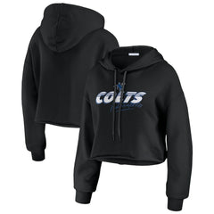 Indianapolis Colts WEAR by Erin Andrews Women's Prime Cropped Pullover Hoodie Black - NFL