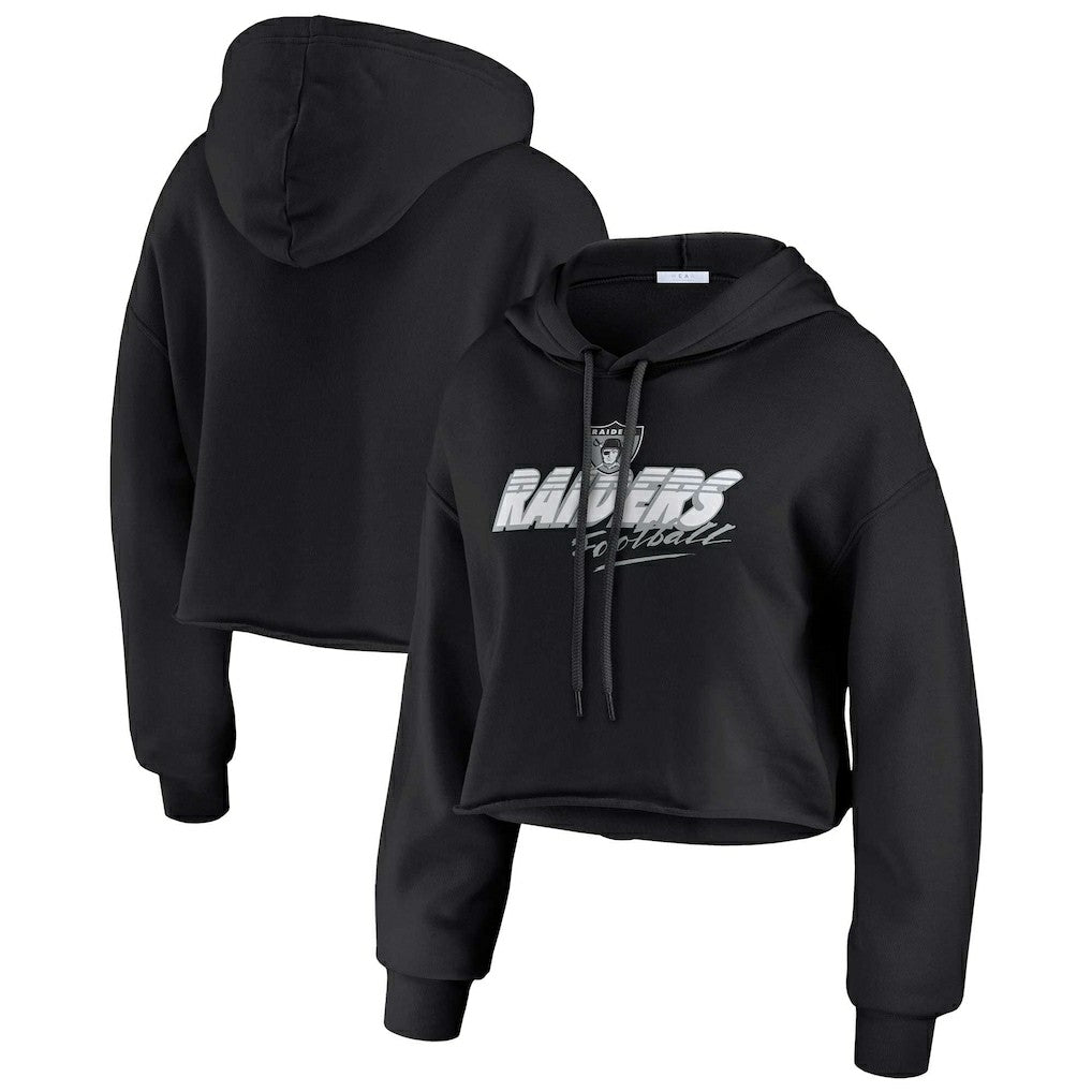 Las Vegas Raiders WEAR by Erin Andrews Women's Prime Cropped Pullover Hoodie Black - NFL