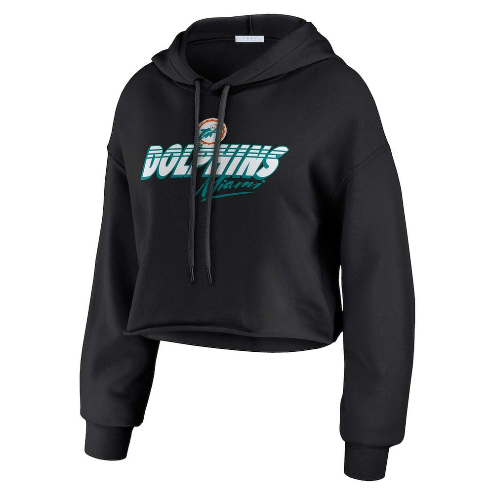 Miami Dolphins WEAR by Erin Andrews Women's Prime Cropped Pullover Hoodie Black - NFL