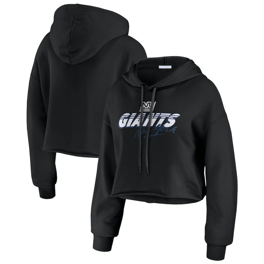 New York Giants WEAR by Erin Andrews Women's Prime Cropped Pullover Hoodie Black - NFL