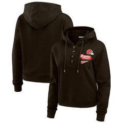 Cleveland Browns WEAR by Erin Andrews Women's Waffle-Knit Pullover Hoodie Brown - NFL