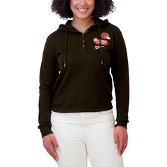 Cleveland Browns WEAR by Erin Andrews Women's Waffle-Knit Pullover Hoodie Brown - NFL