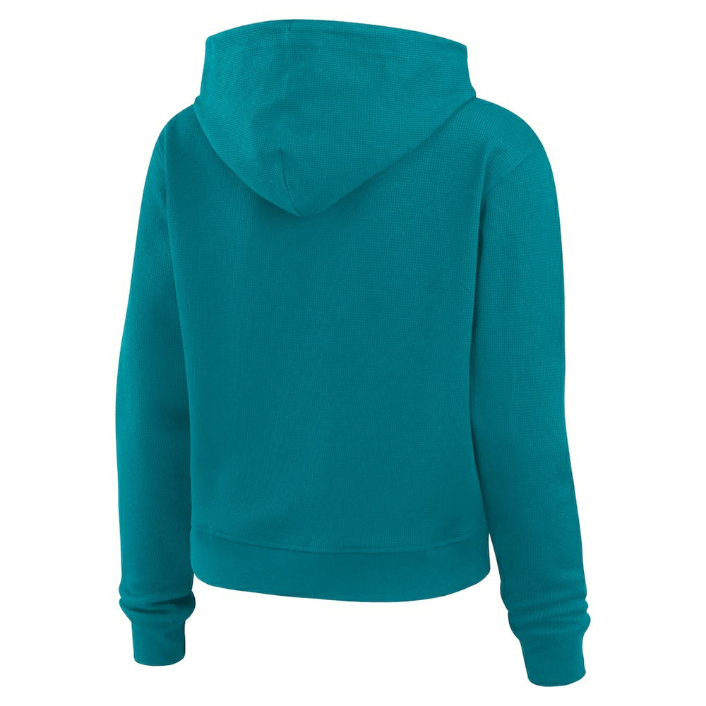 Miami Dolphins WEAR by Erin Andrews Women's Waffle-Knit Pullover Hoodie Aqua - NFL