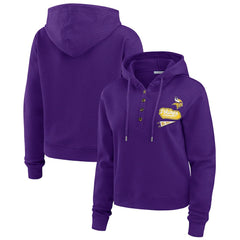 Minnesota Vikings WEAR by Erin Andrews Women's Waffle-Knit Pullover Hoodie Purple - NFL