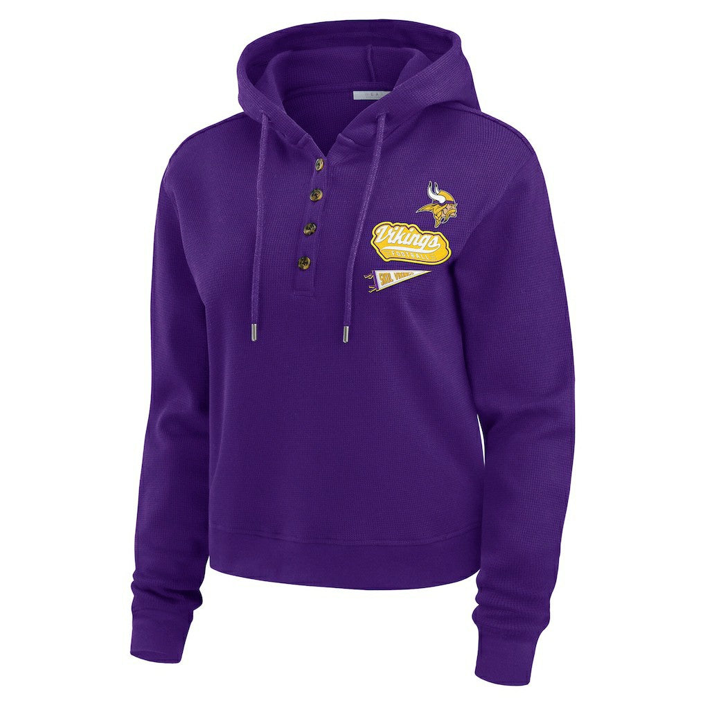 Minnesota Vikings WEAR by Erin Andrews Women's Waffle-Knit Pullover Hoodie Purple - NFL