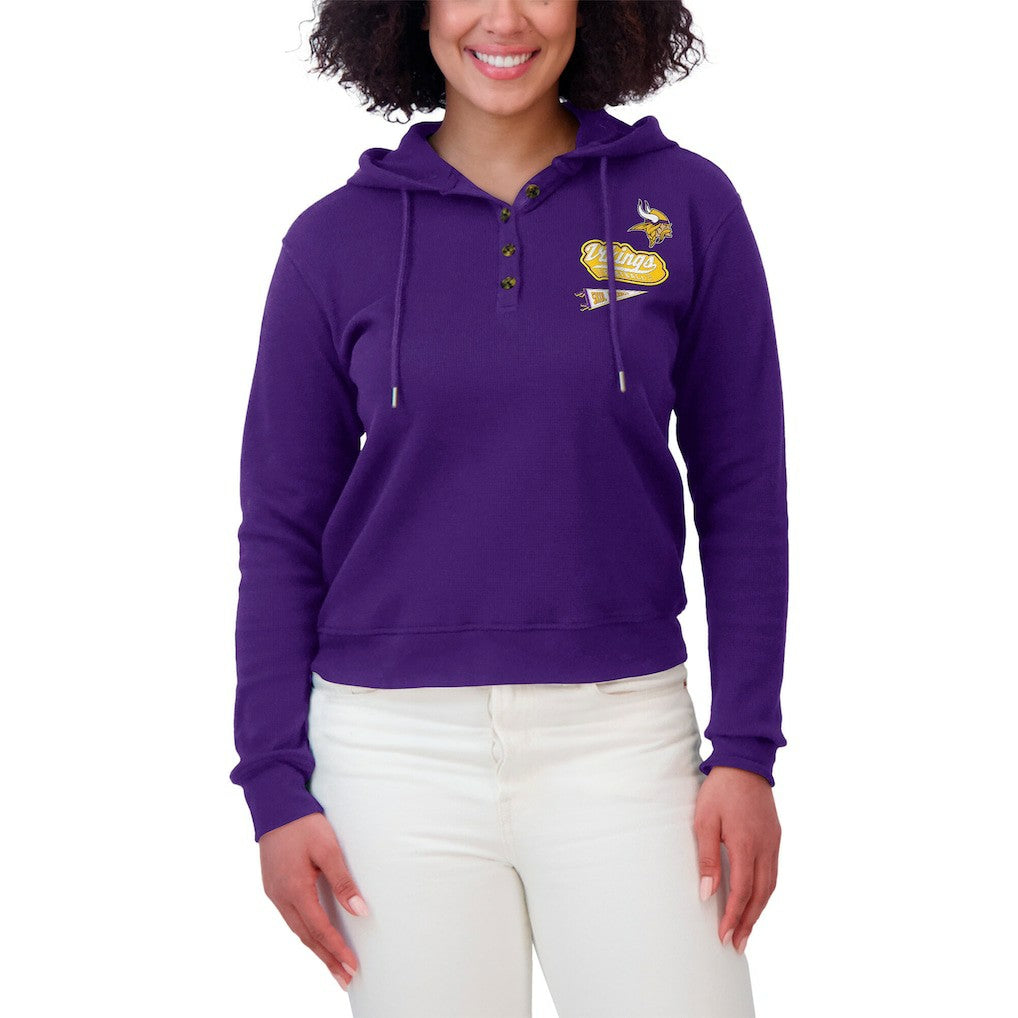 Minnesota Vikings WEAR by Erin Andrews Women's Waffle-Knit Pullover Hoodie Purple - NFL