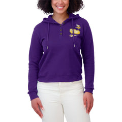 Minnesota Vikings WEAR by Erin Andrews Women's Waffle-Knit Pullover Hoodie Purple - NFL