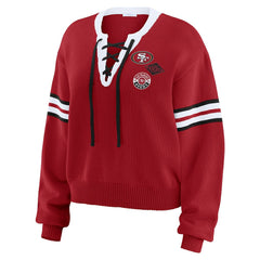 San Francisco 49ers WEAR by Erin Andrews Women's Lace-Up Sweater Scarlet - NFL