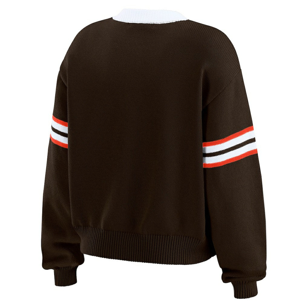 Cleveland Browns WEAR by Erin Andrews Women's Lace-Up Sweater Brown - NFL
