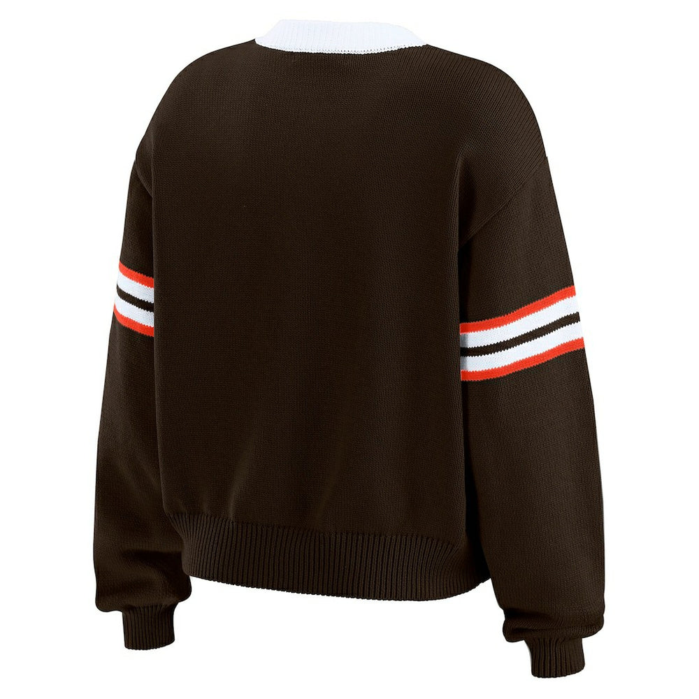 Cleveland Browns WEAR by Erin Andrews Women's Lace-Up Sweater Brown - NFL