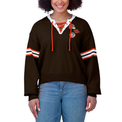 Cleveland Browns WEAR by Erin Andrews Women's Lace-Up Sweater Brown - NFL
