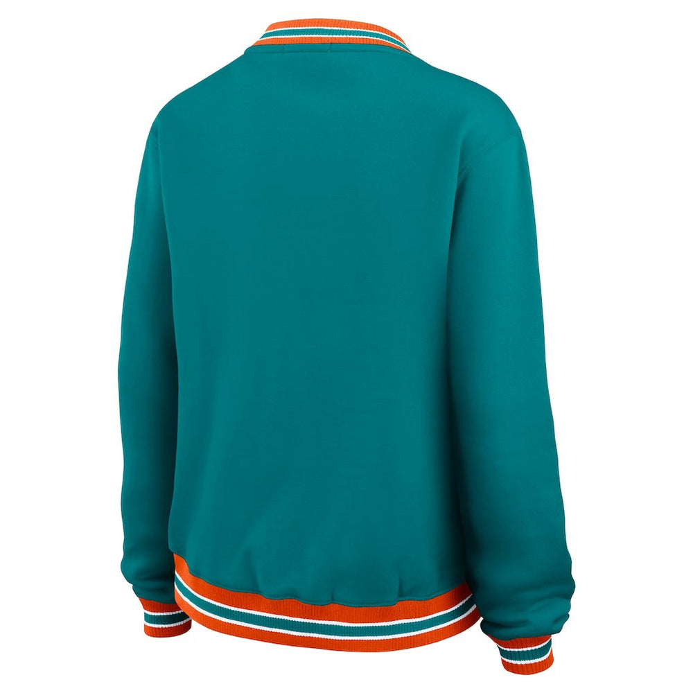 Miami Dolphins WEAR by Erin Andrews Women's Oversized Long Sleeve V-Neck Sweatshirt Aqua - NFL