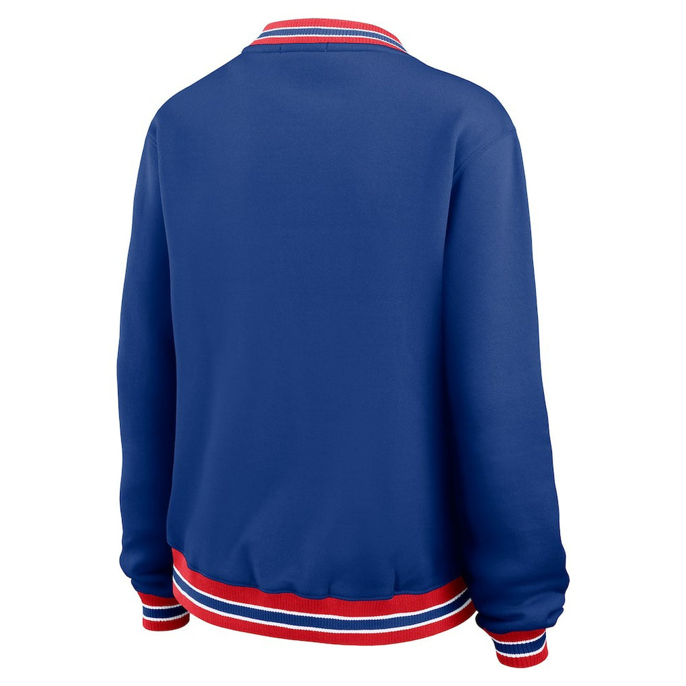 New England Patriots WEAR by Erin Andrews Women's Oversized Long Sleeve V-Neck Sweatshirt Navy - NFL