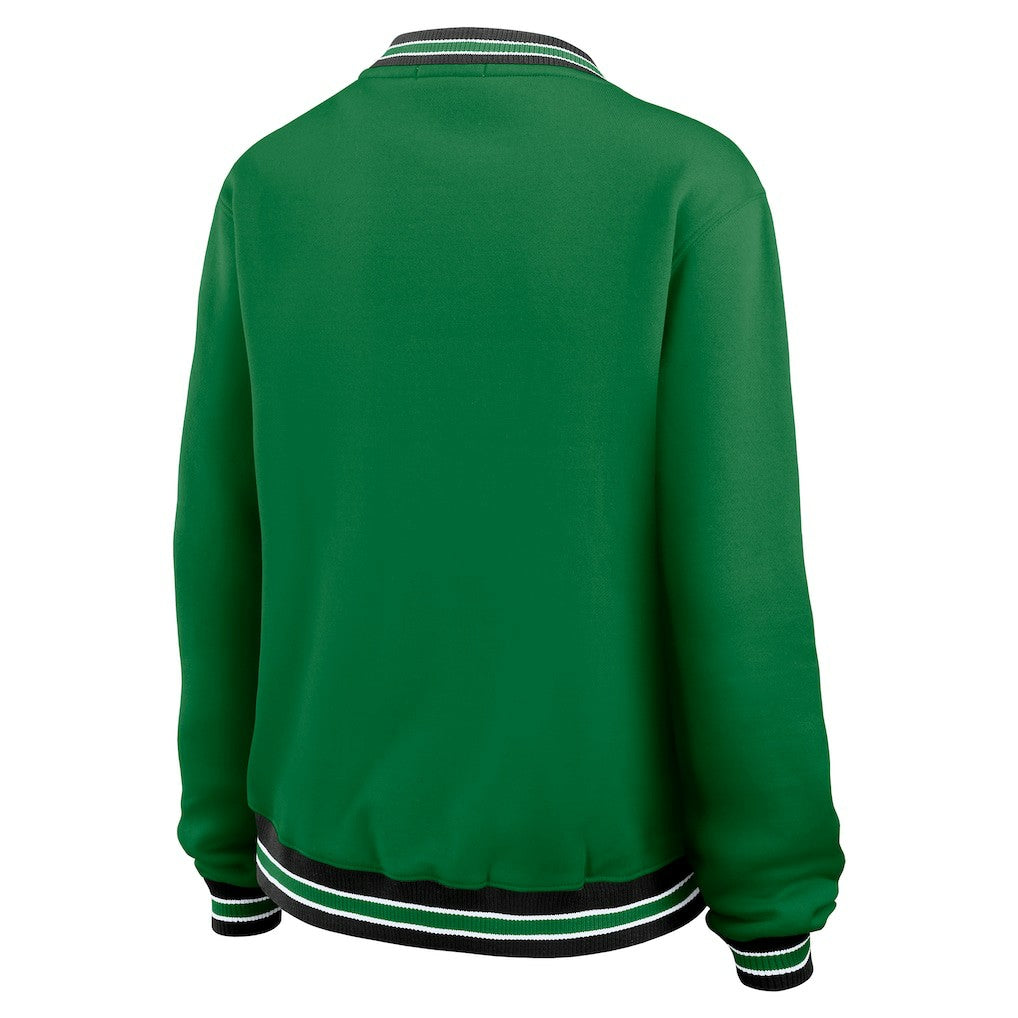 New York Jets WEAR by Erin Andrews Women's Oversized Long Sleeve V-Neck Sweatshirt Green - NFL