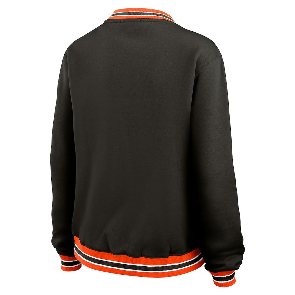 Cincinnati Bengals WEAR by Erin Andrews Women's Oversized Long Sleeve V-Neck Sweatshirt Black - NFL