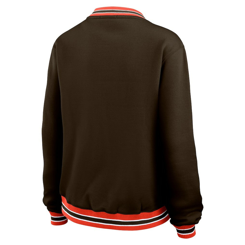 Cleveland Browns WEAR by Erin Andrews Women's Oversized Long Sleeve V-Neck Sweatshirt Brown - NFL