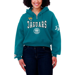 Jacksonville Jaguars WEAR by Erin Andrews Women's Patch Quarter-Zip Pullover Hoodie Teal - NFL