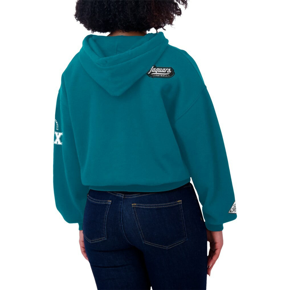 Jacksonville Jaguars WEAR by Erin Andrews Women's Patch Quarter-Zip Pullover Hoodie Teal - NFL