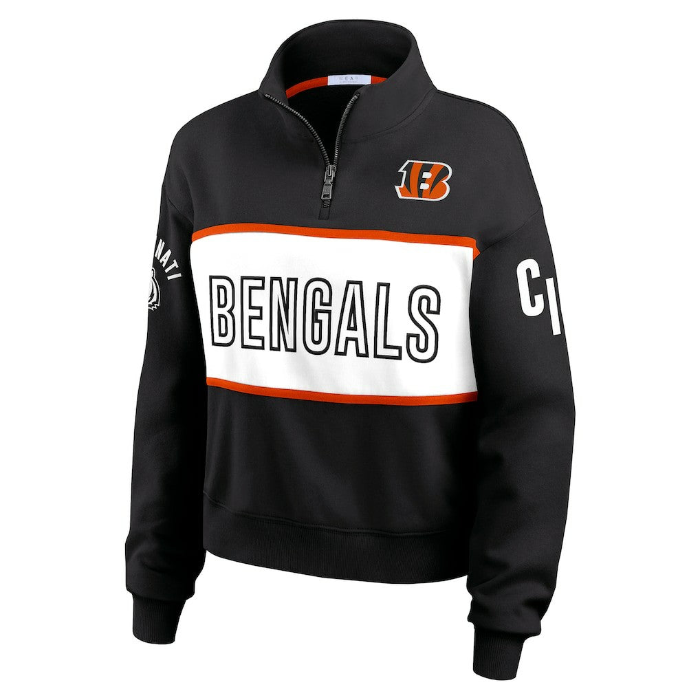 Cincinnati Bengals WEAR by Erin Andrews Women's Quarter-Zip Jacket Black - NFL