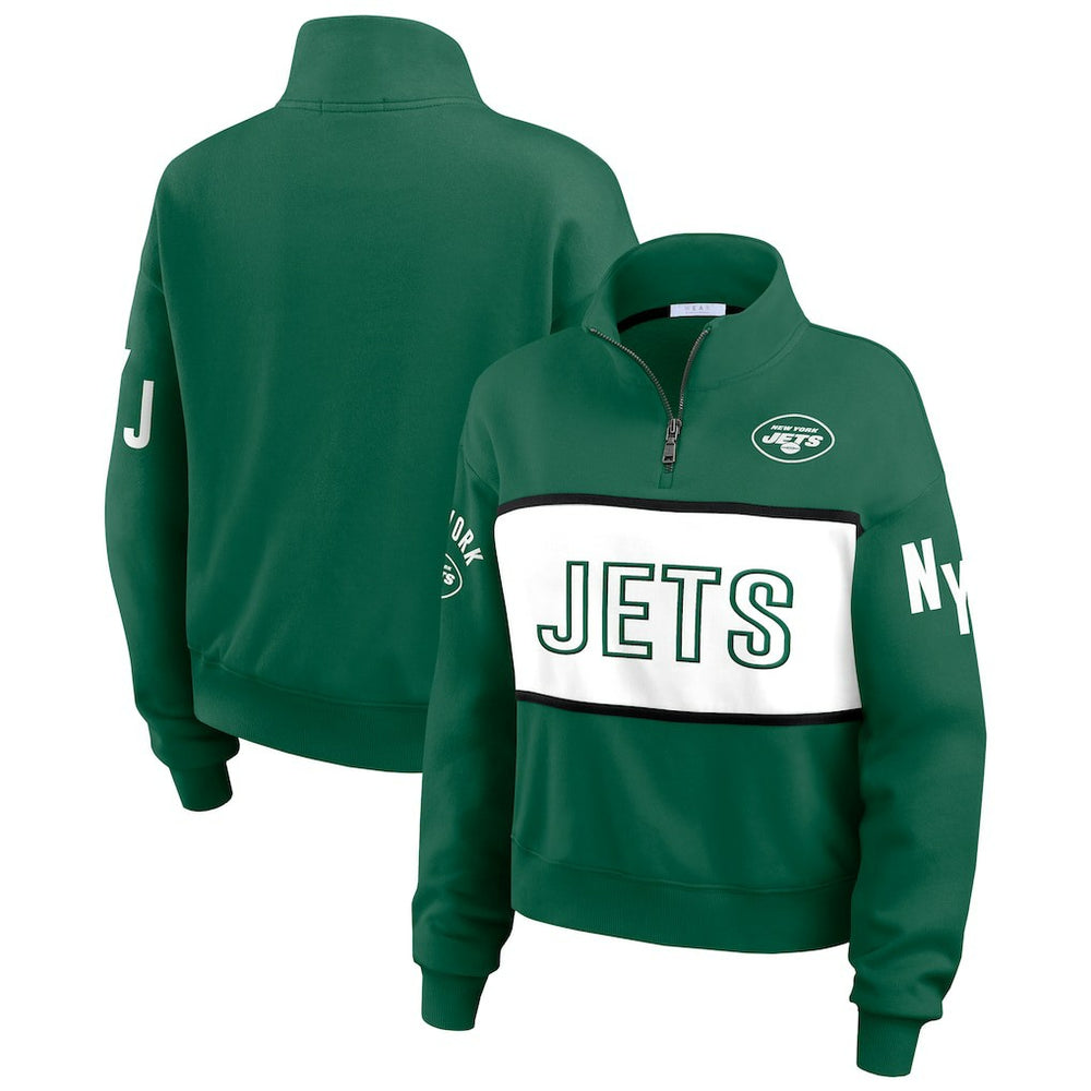 New York Jets WEAR by Erin Andrews Women's Quarter-Zip Jacket Green - NFL