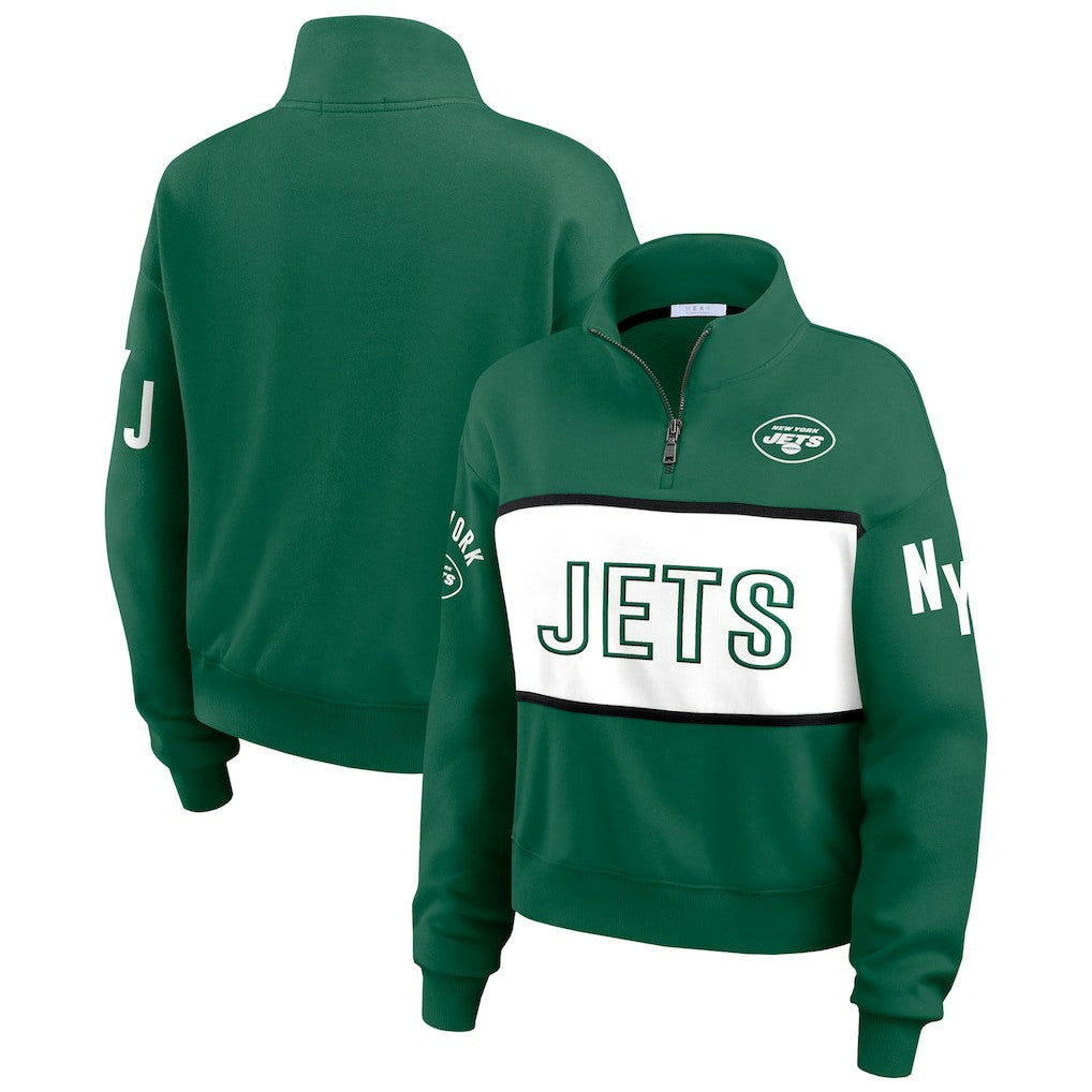 New York Jets WEAR by Erin Andrews Women's Quarter-Zip Jacket Green - NFL