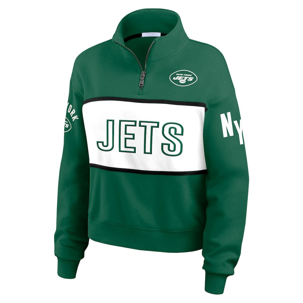 New York Jets WEAR by Erin Andrews Women's Quarter-Zip Jacket Green - NFL