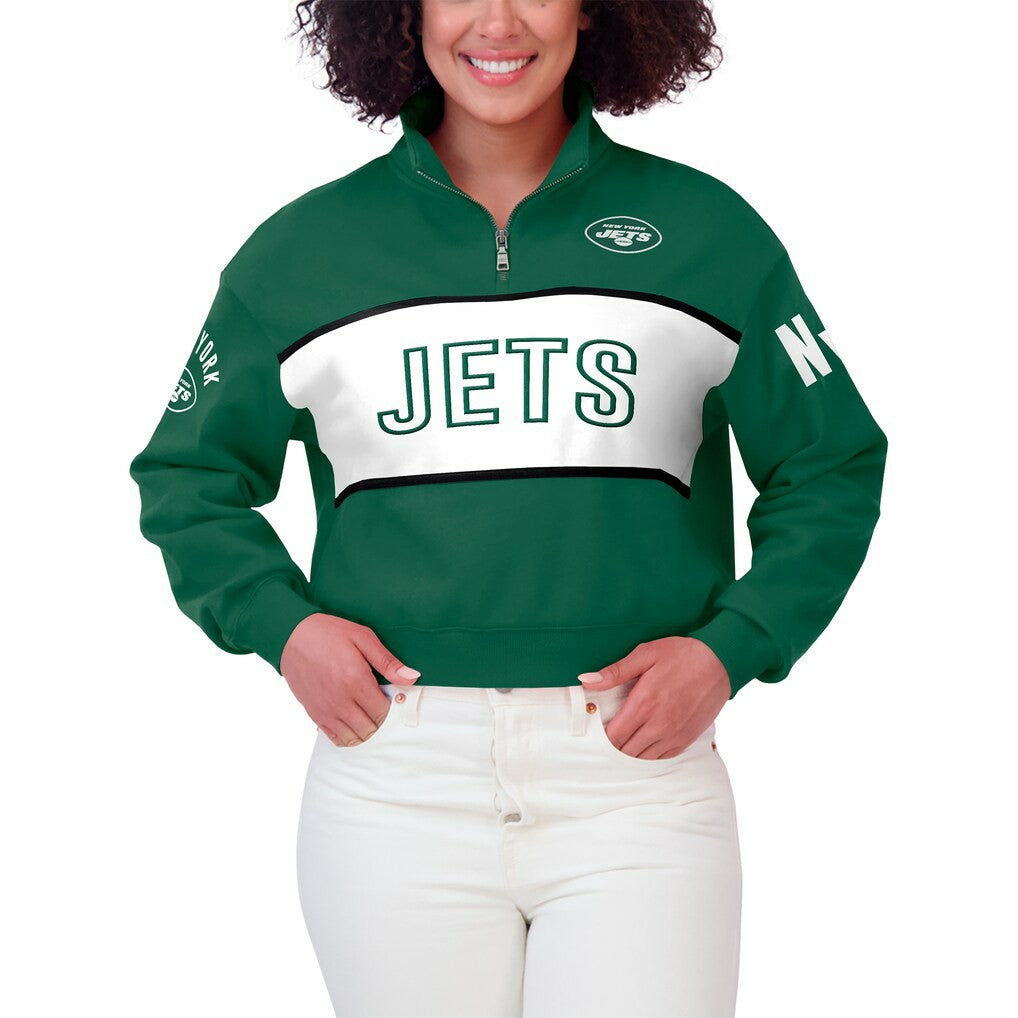 New York Jets WEAR by Erin Andrews Women's Quarter-Zip Jacket Green - NFL