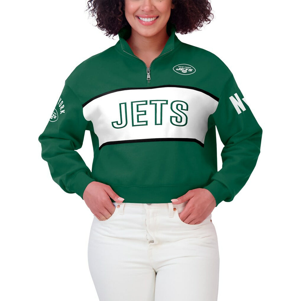 New York Jets WEAR by Erin Andrews Women's Quarter-Zip Jacket Green - NFL