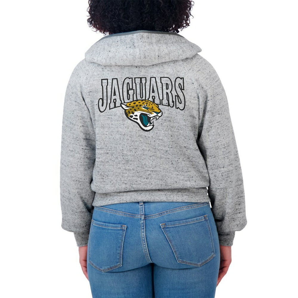 Jacksonville Jaguars WEAR by Erin Andrews Women's Speckled Fleece Cropped Full-Zip Hoodie Heather Gray - NFL