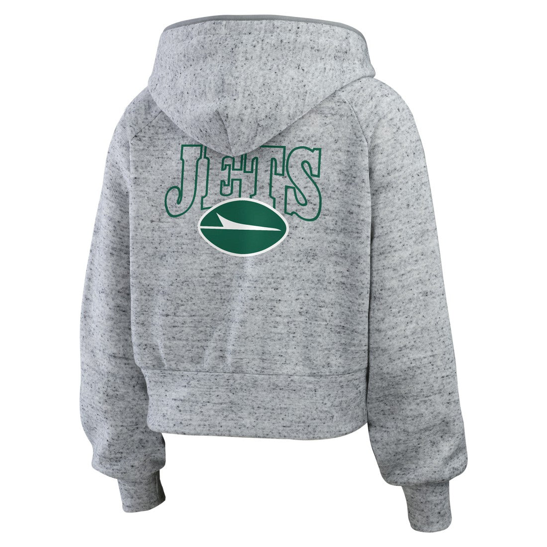 New York Jets WEAR by Erin Andrews Women's Speckled Fleece Cropped Full-Zip Hoodie Heather Gray - NFL