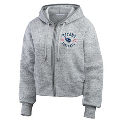 Tennessee Titans WEAR by Erin Andrews Women's Speckled Fleece Cropped Full-Zip Hoodie Heather Gray - NFL