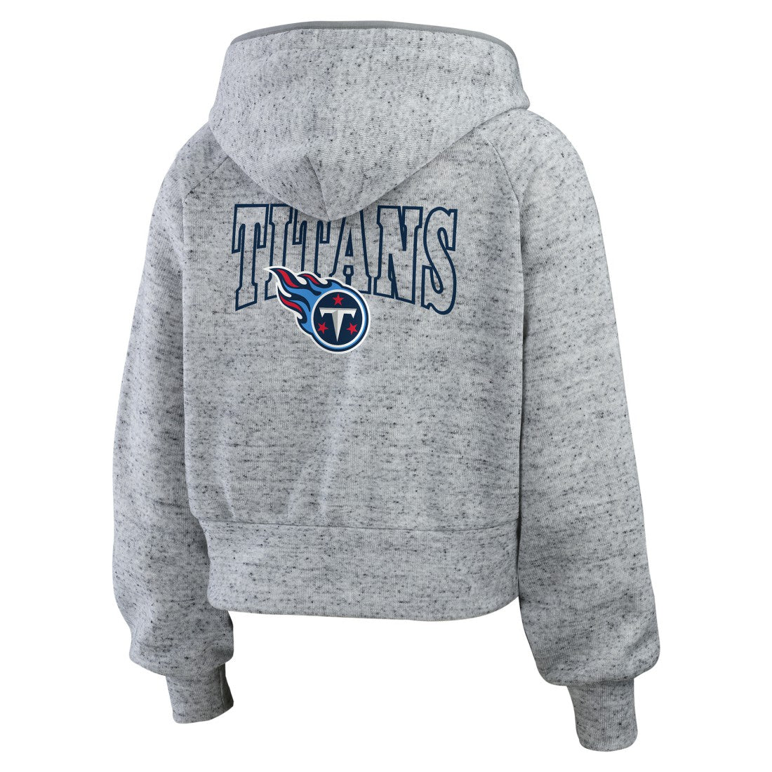 Tennessee Titans WEAR by Erin Andrews Women's Speckled Fleece Cropped Full-Zip Hoodie Heather Gray - NFL
