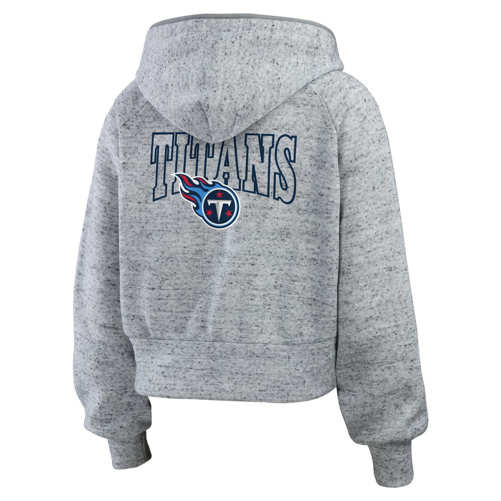 Tennessee Titans WEAR by Erin Andrews Women's Speckled Fleece Cropped Full-Zip Hoodie Heather Gray - NFL