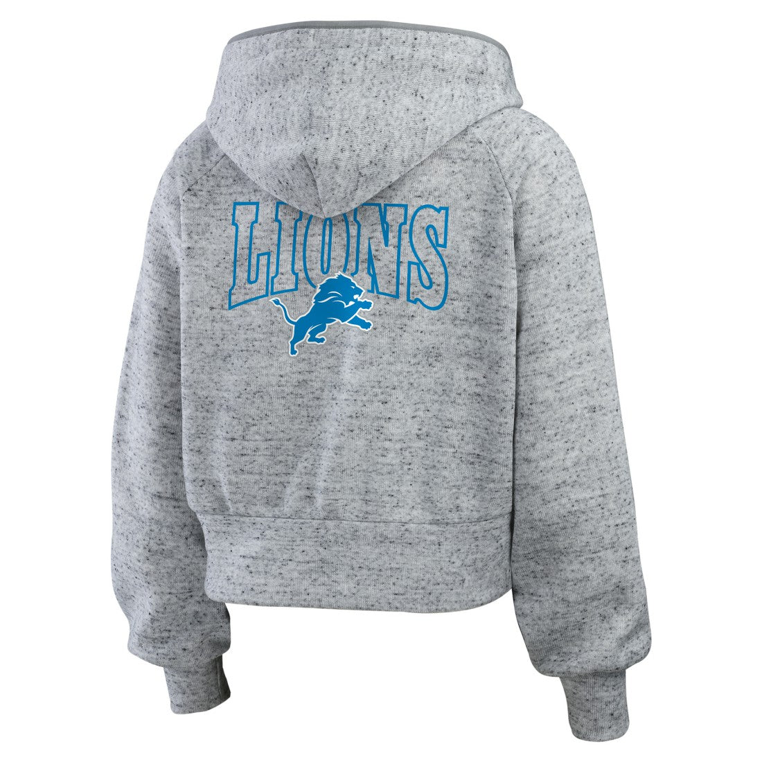 Detroit Lions WEAR by Erin Andrews Women's Speckled Fleece Cropped Full-Zip Hoodie Heather Gray - NFL