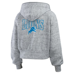 Detroit Lions WEAR by Erin Andrews Women's Speckled Fleece Cropped Full-Zip Hoodie Heather Gray - NFL