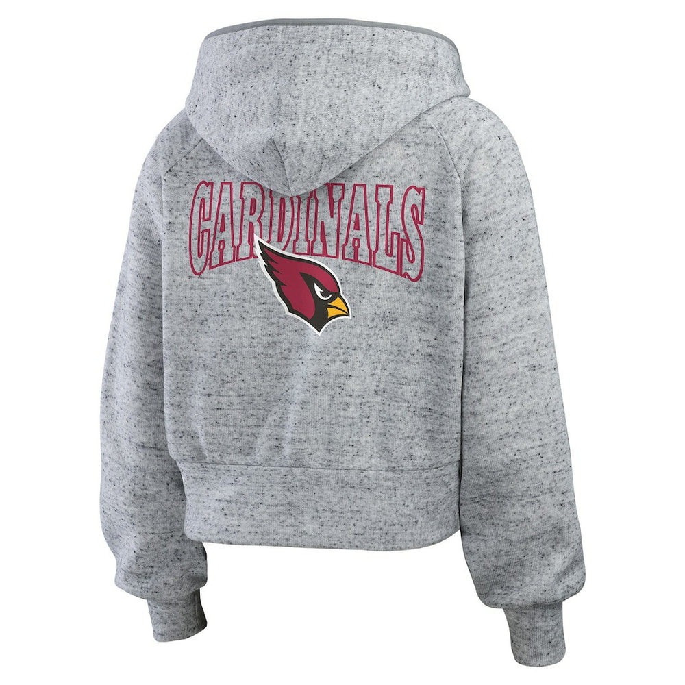 Arizona Cardinals WEAR by Erin Andrews Women's Speckled Fleece Cropped Full-Zip Hoodie Heather Gray - NFL