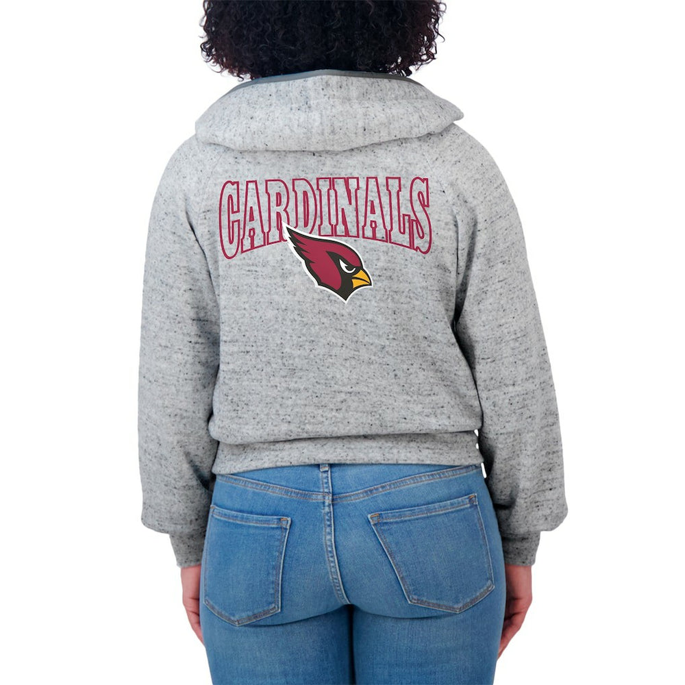 Arizona Cardinals WEAR by Erin Andrews Women's Speckled Fleece Cropped Full-Zip Hoodie Heather Gray - NFL
