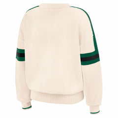 New York Jets WEAR by Erin Andrews Women's Stripe Pullover Sweater Cream - NFL