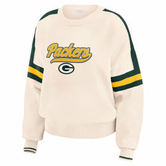 Green Bay Packers WEAR by Erin Andrews Women's Stripe Pullover Sweater Cream - NFL