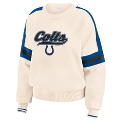 Indianapolis Colts WEAR by Erin Andrews Women's Stripe Pullover Sweater Cream - NFL
