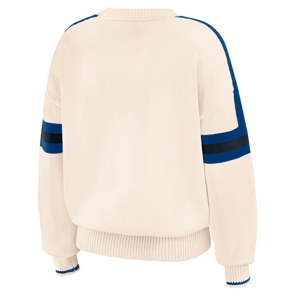 Indianapolis Colts WEAR by Erin Andrews Women's Stripe Pullover Sweater Cream - NFL