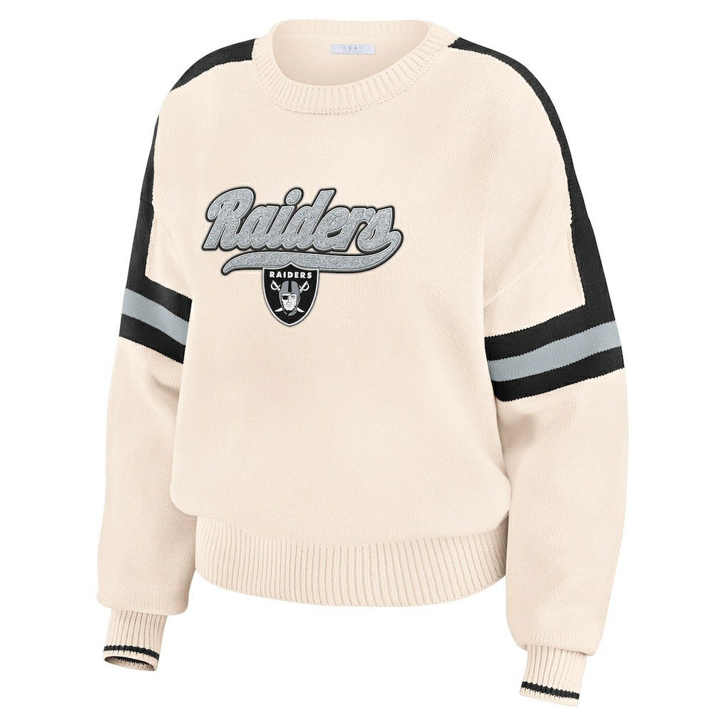 Las Vegas Raiders WEAR by Erin Andrews Women's Stripe Pullover Sweater Cream - NFL